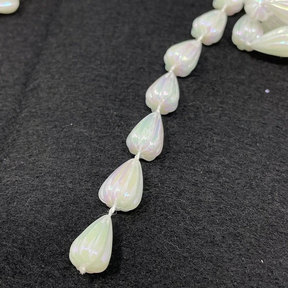 Vintage Teardrop‎ Shape Plastic Iridescent Bead Garland Christmas Decor 728 inch